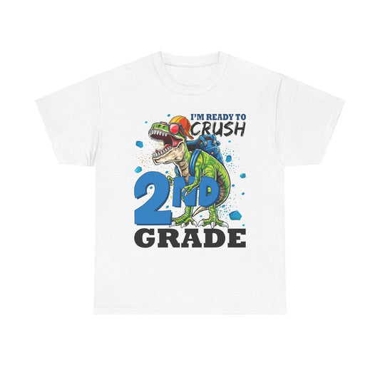 2nd Grade T-Shirt — “I’m Ready to Crush 2nd Grade” Dino Back-to-School Tee