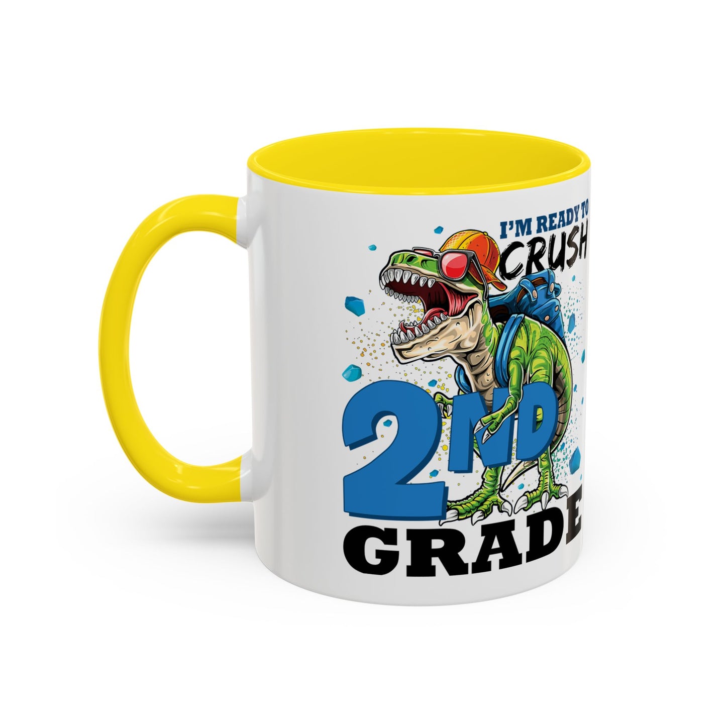 2nd Grade Dinosaur Coffee Mug – "I'm Ready to Crush 2nd Grade" Accent Mug