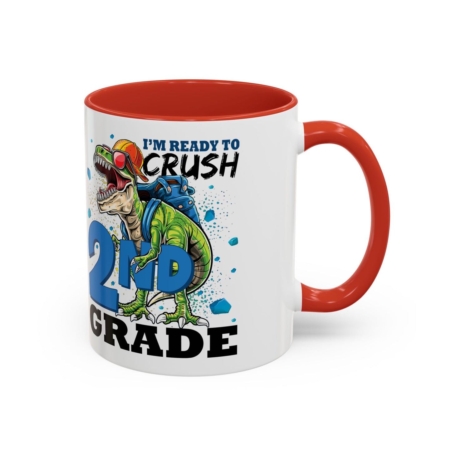2nd Grade Dinosaur Coffee Mug – "I'm Ready to Crush 2nd Grade" Accent Mug