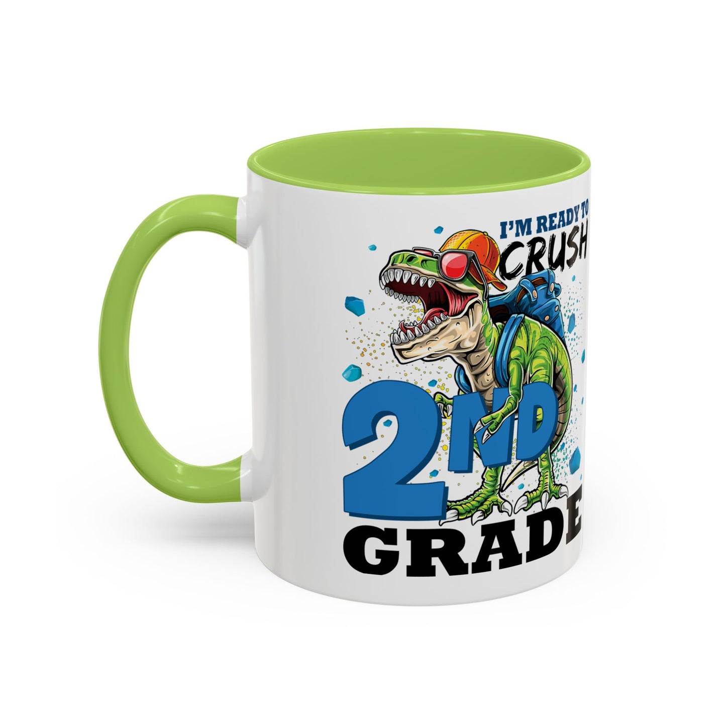 2nd Grade Dinosaur Coffee Mug – "I'm Ready to Crush 2nd Grade" Accent Mug