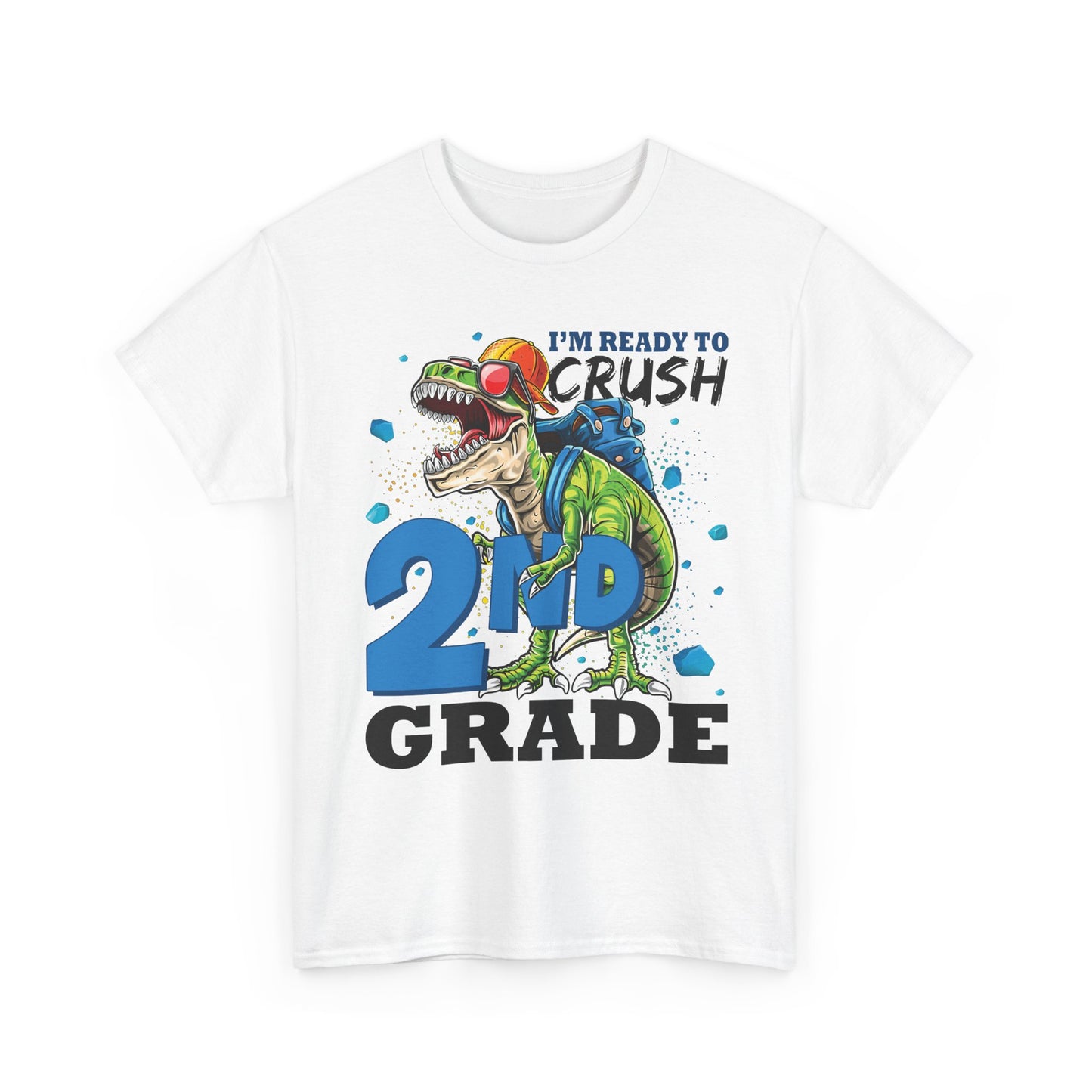 2nd Grade T-Shirt — “I’m Ready to Crush 2nd Grade” Dino Back-to-School Tee