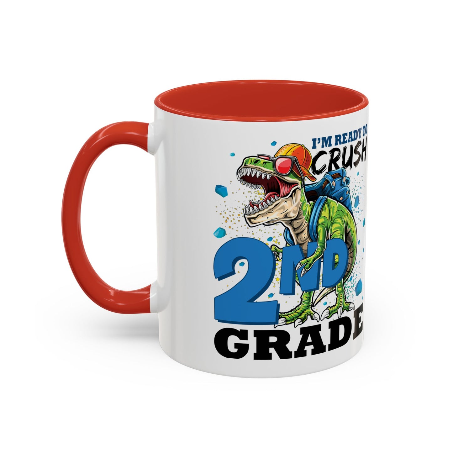 2nd Grade Dinosaur Coffee Mug – "I'm Ready to Crush 2nd Grade" Accent Mug