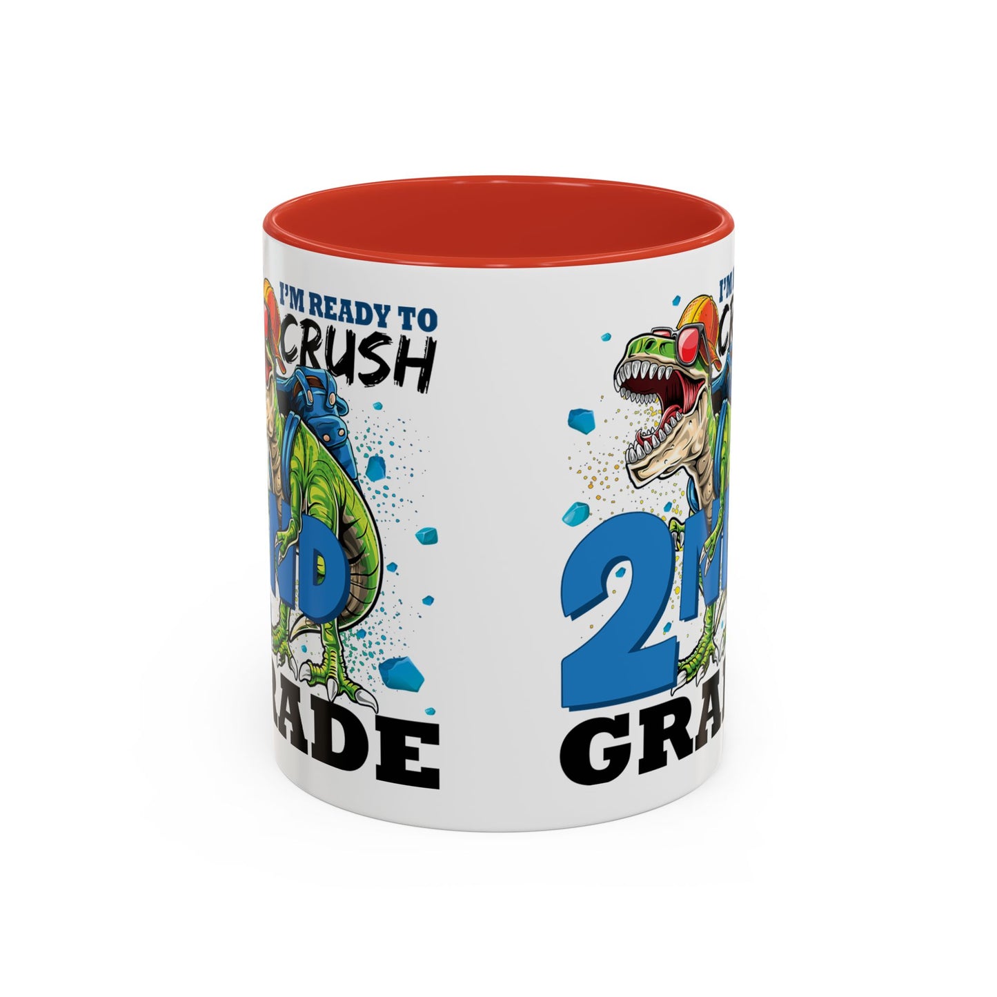 2nd Grade Dinosaur Coffee Mug – "I'm Ready to Crush 2nd Grade" Accent Mug