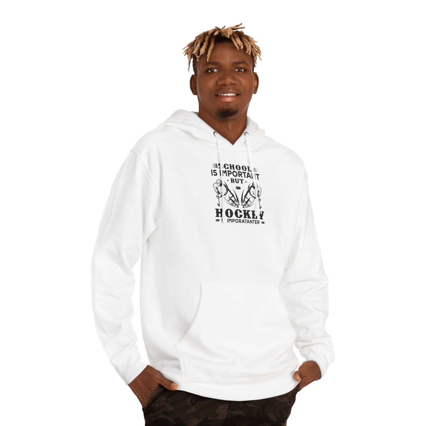 Hockey Boy Hoodie "School Is Important, Hockey Is Importanter"