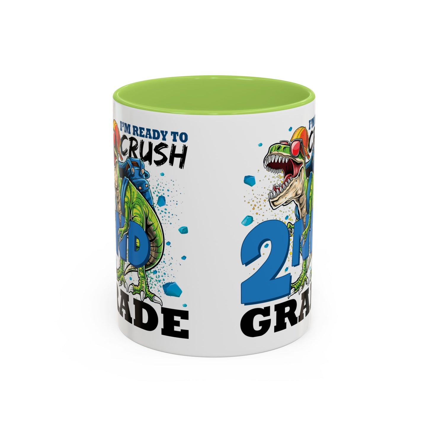 2nd Grade Dinosaur Coffee Mug – "I'm Ready to Crush 2nd Grade" Accent Mug