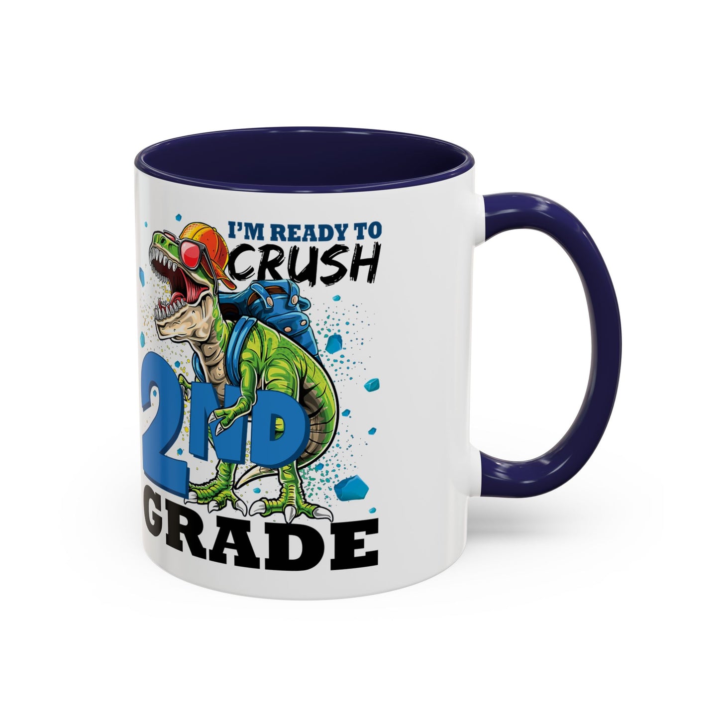 2nd Grade Dinosaur Coffee Mug – "I'm Ready to Crush 2nd Grade" Accent Mug