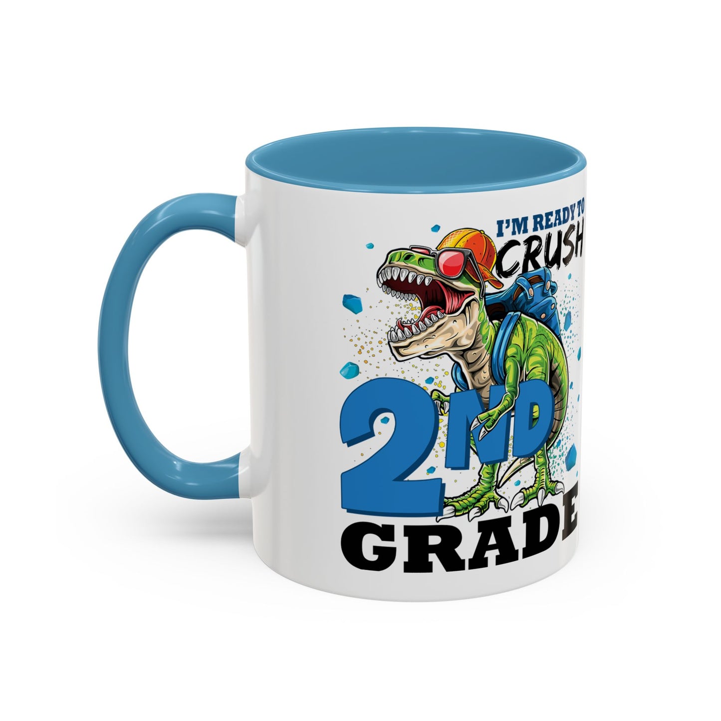 2nd Grade Dinosaur Coffee Mug – "I'm Ready to Crush 2nd Grade" Accent Mug