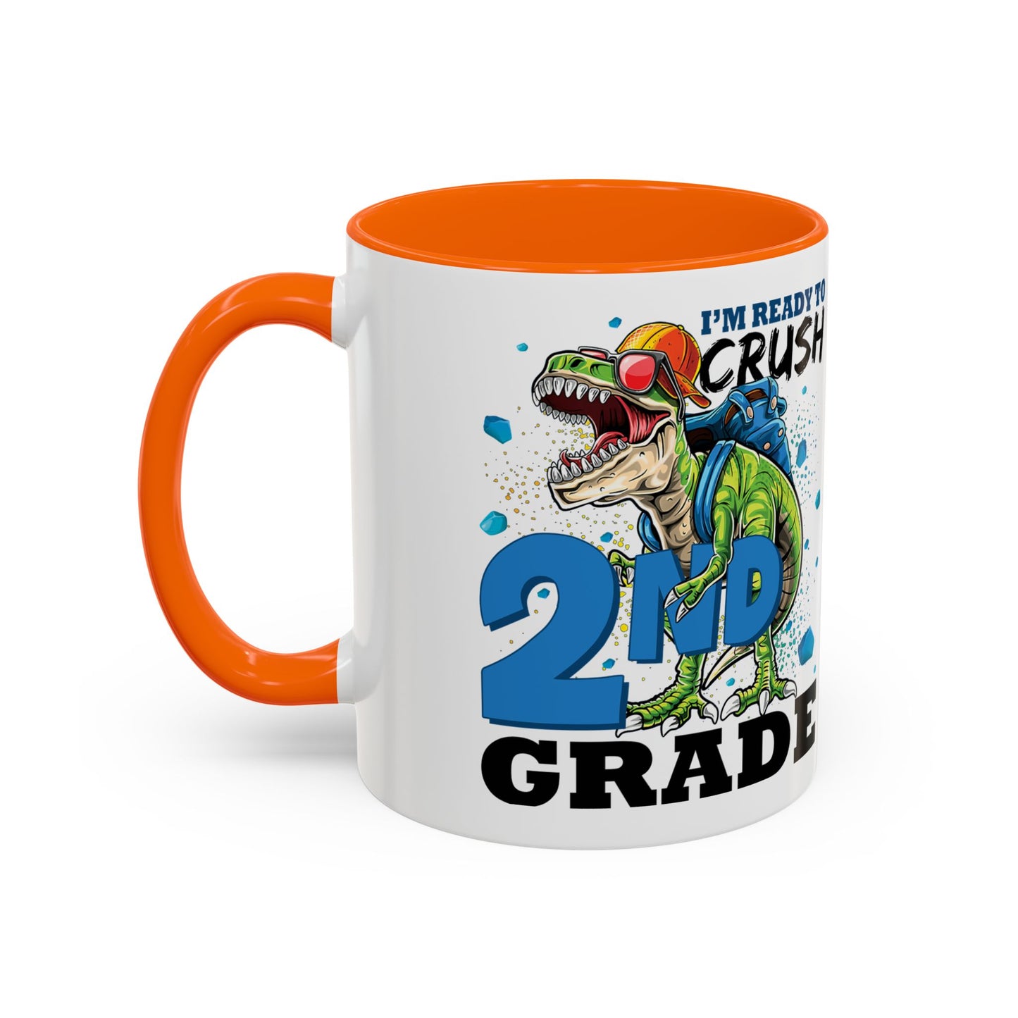 2nd Grade Dinosaur Coffee Mug – "I'm Ready to Crush 2nd Grade" Accent Mug
