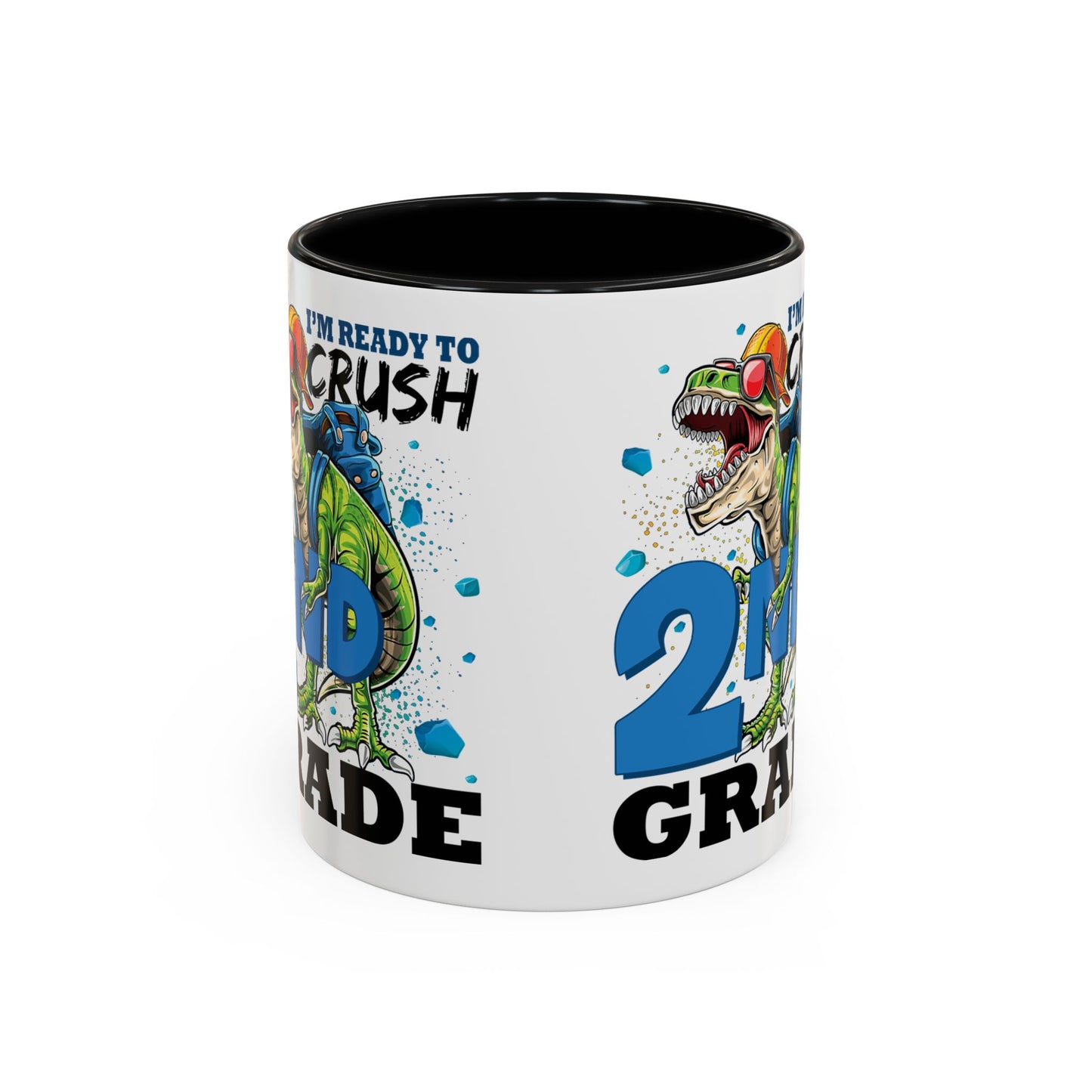 2nd Grade Dinosaur Coffee Mug – "I'm Ready to Crush 2nd Grade" Accent Mug