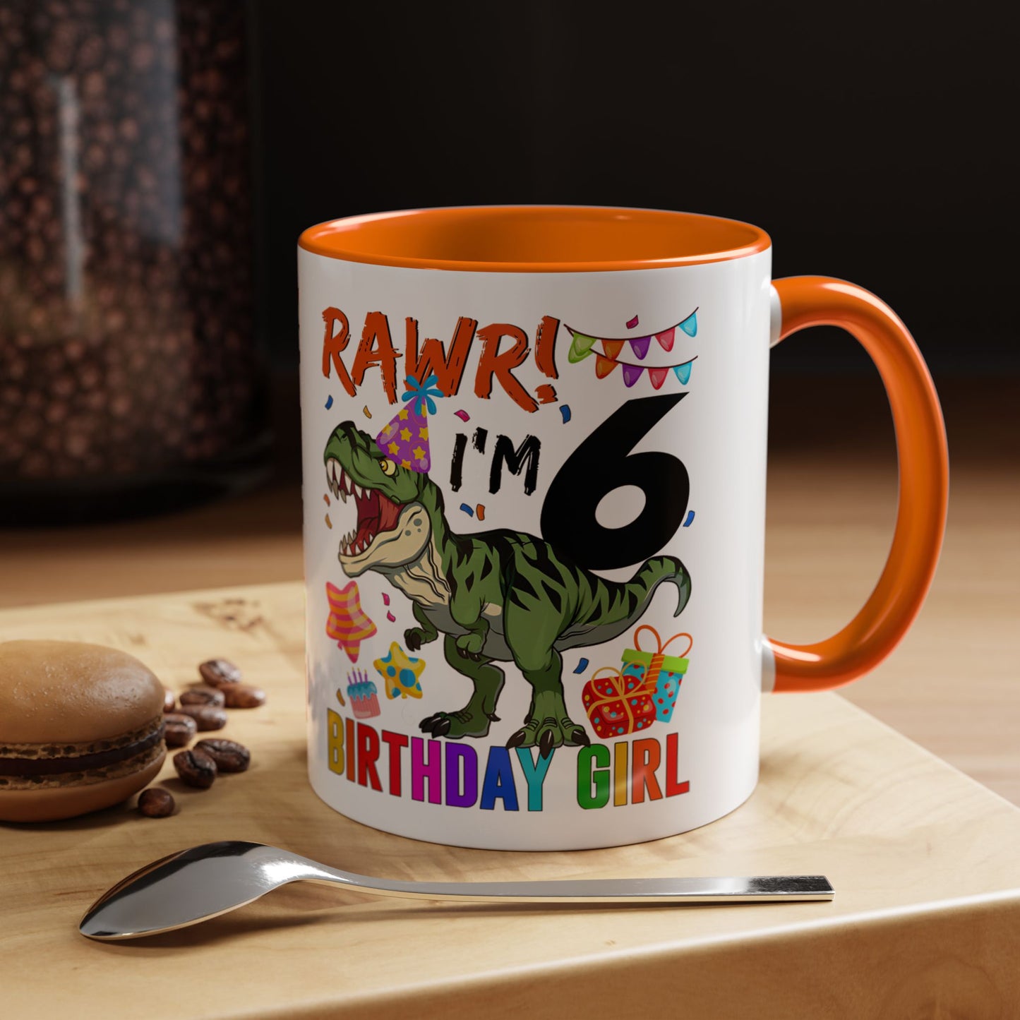 RAWR! I'm 6 Birthday Girl Mug — Dinosaur 6th Birthday Coffee Cup