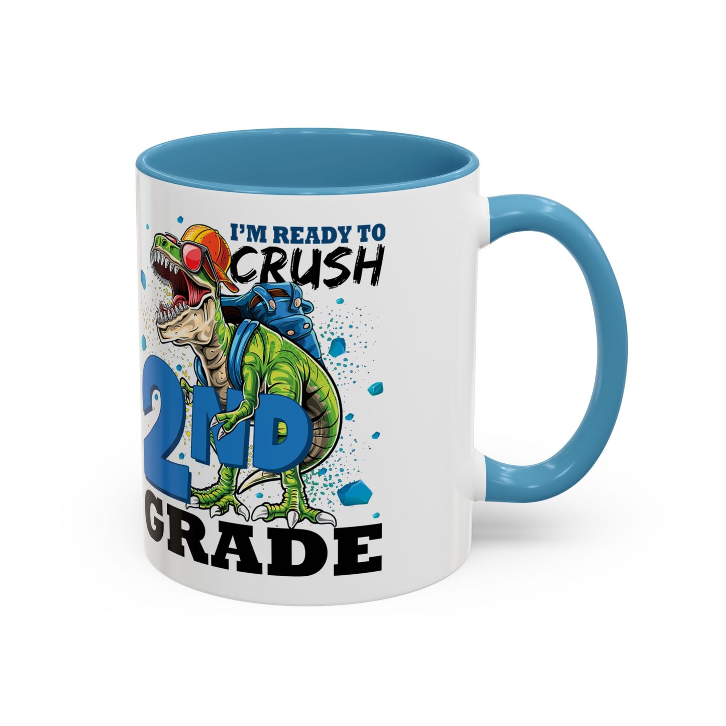 2nd Grade Dinosaur Coffee Mug – "I'm Ready to Crush 2nd Grade" Accent Mug