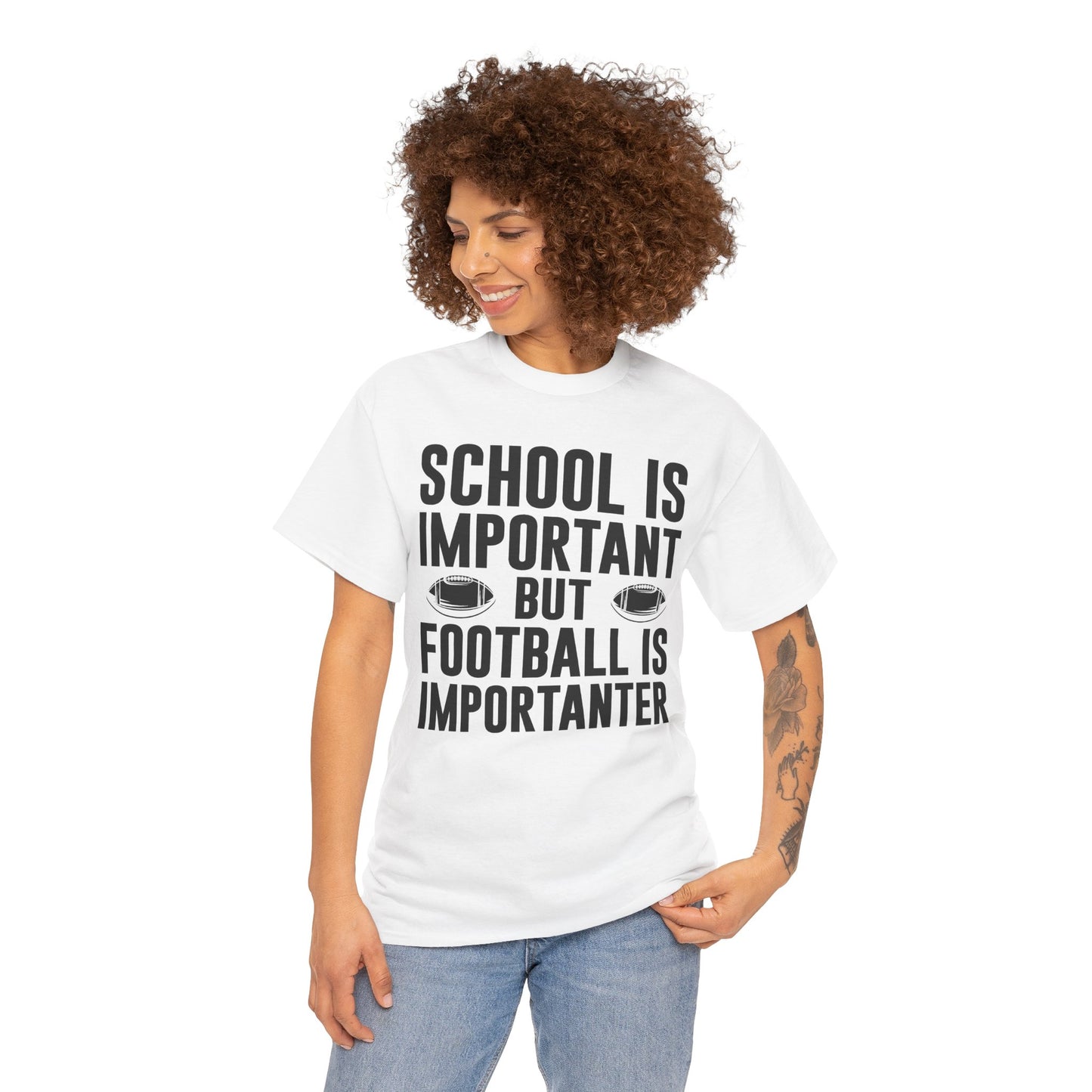 Football Lineman T-Shirt "School Is Important, Football Is Importanter"