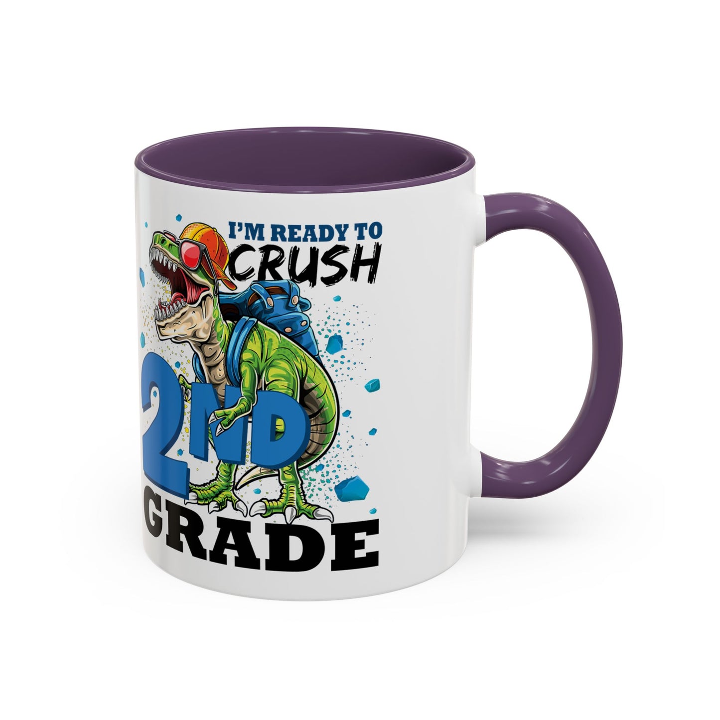 2nd Grade Dinosaur Coffee Mug – "I'm Ready to Crush 2nd Grade" Accent Mug