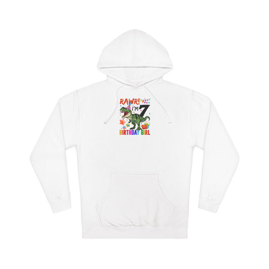Dinosaur 7th Birthday Hoodie – "RAWR! I'm 7" Kids Birthday Sweatshirt