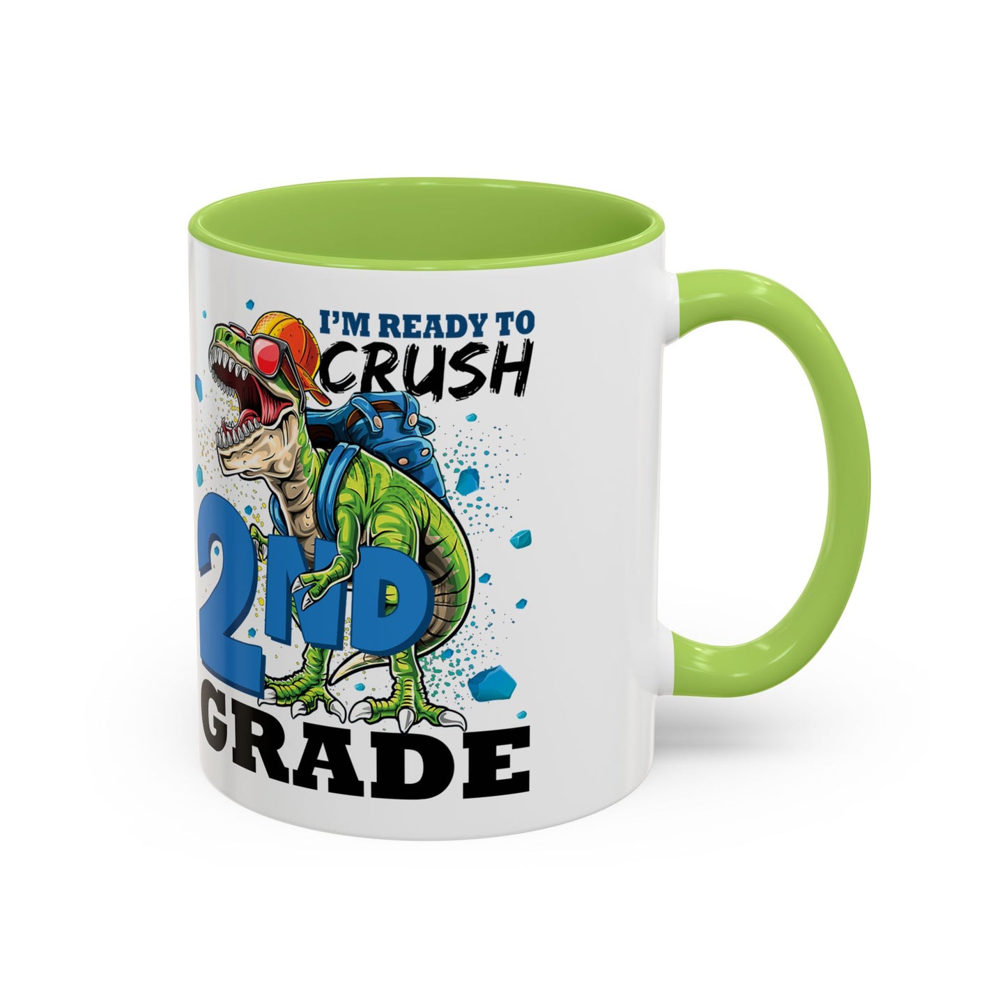 2nd Grade Dinosaur Coffee Mug – "I'm Ready to Crush 2nd Grade" Accent Mug