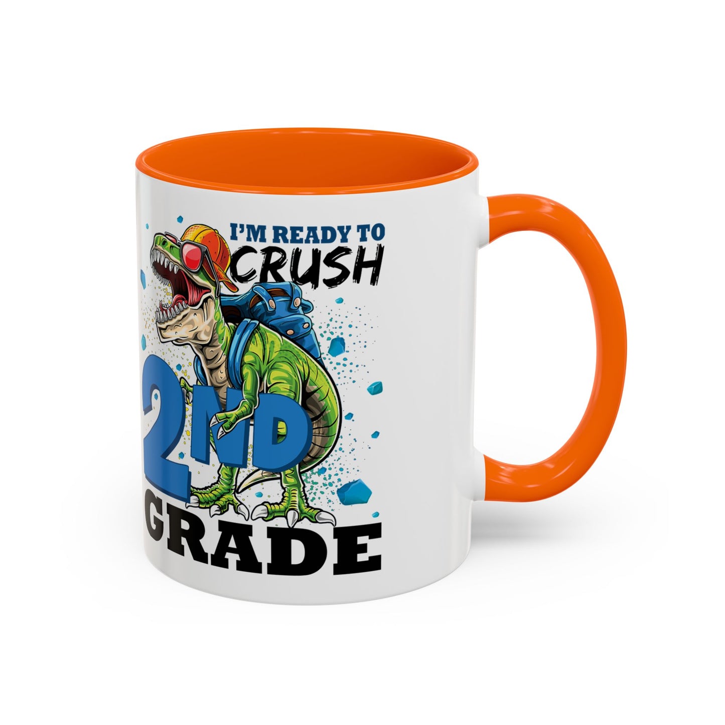 2nd Grade Dinosaur Coffee Mug – "I'm Ready to Crush 2nd Grade" Accent Mug