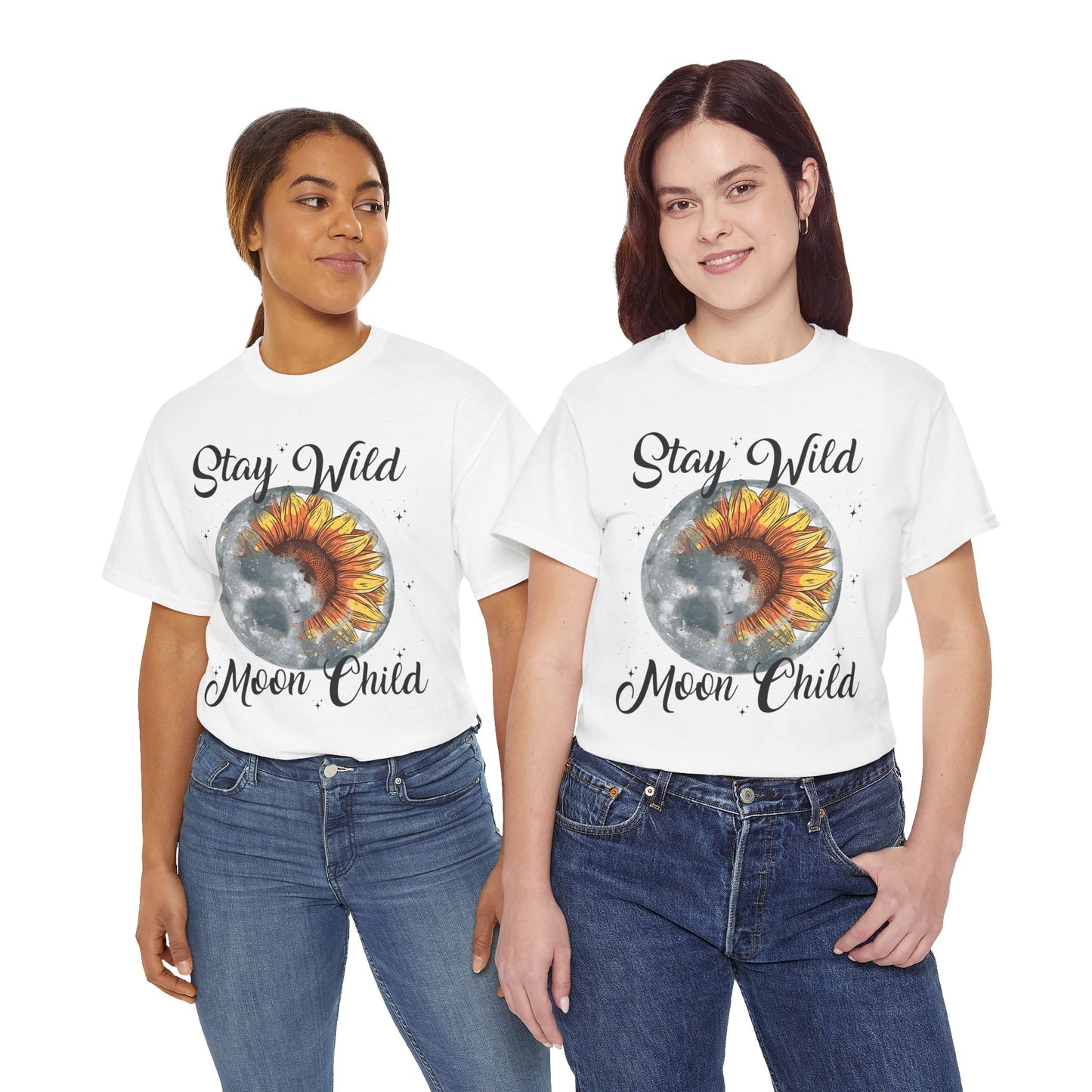Stay Wild Moon Child Sunflower & Moon Graphic Tee