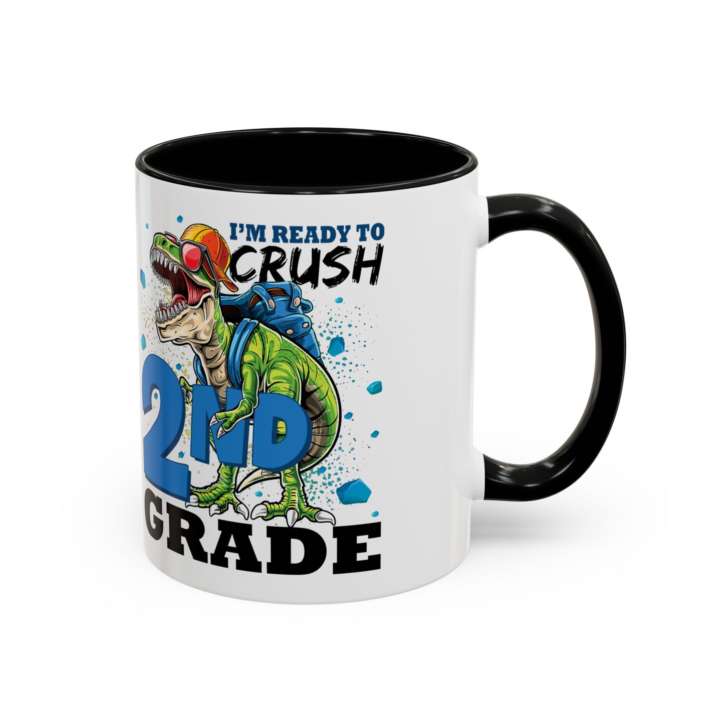 2nd Grade Dinosaur Coffee Mug – "I'm Ready to Crush 2nd Grade" Accent Mug