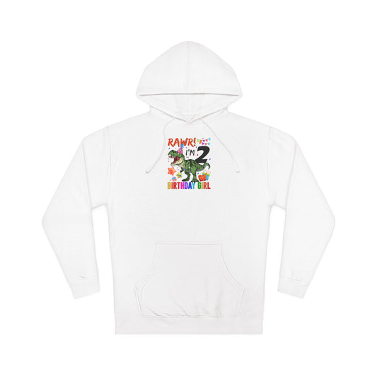 Kids' 2nd Birthday Dino Hoodie - "RAWR! I'm 2" Colorful Dinosaur Birthday Sweatshirt