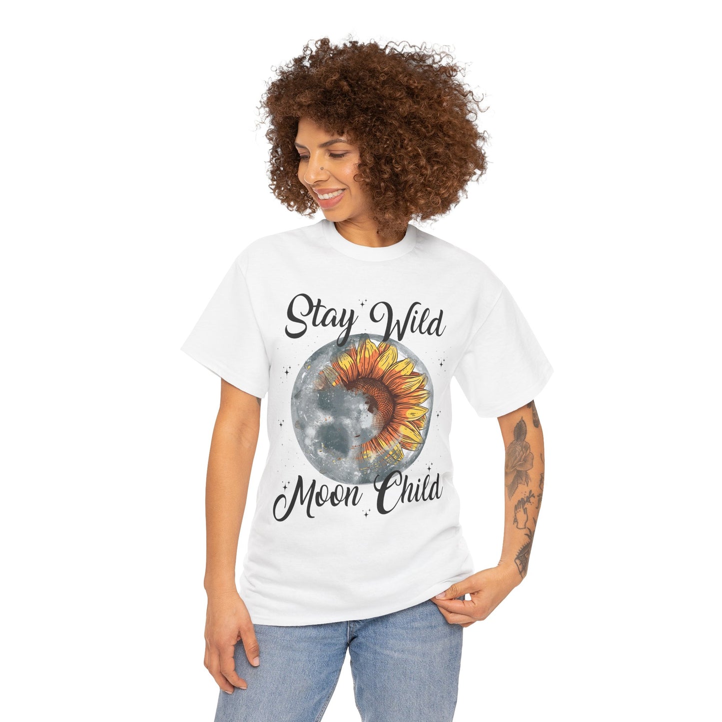 Stay Wild Moon Child Sunflower & Moon Graphic Tee