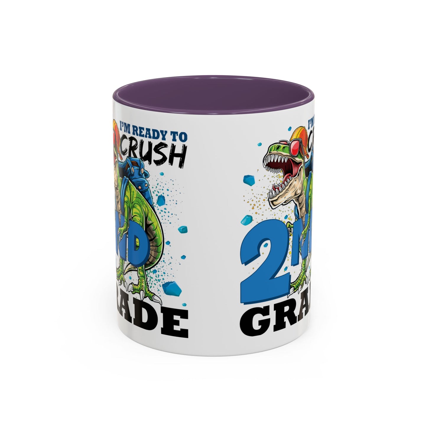 2nd Grade Dinosaur Coffee Mug – "I'm Ready to Crush 2nd Grade" Accent Mug