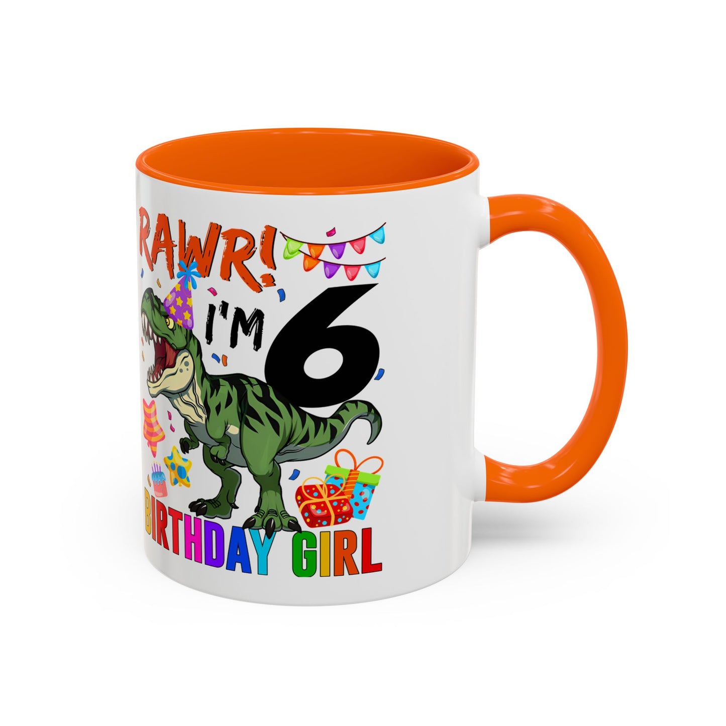 RAWR! I'm 6 Birthday Girl Mug — Dinosaur 6th Birthday Coffee Cup