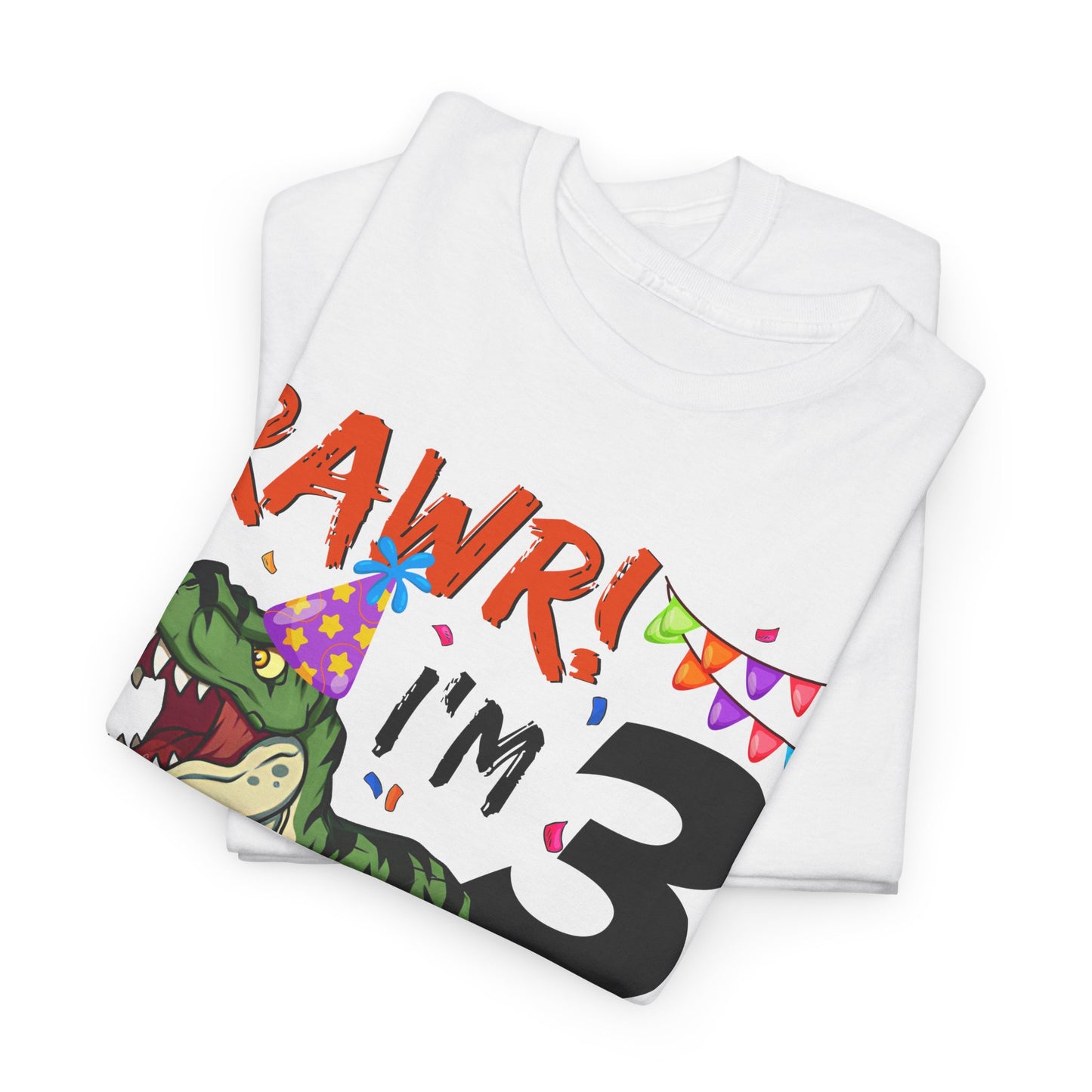 Dinosaur "RAWR! I’m 3" Birthday Girl T-Shirt