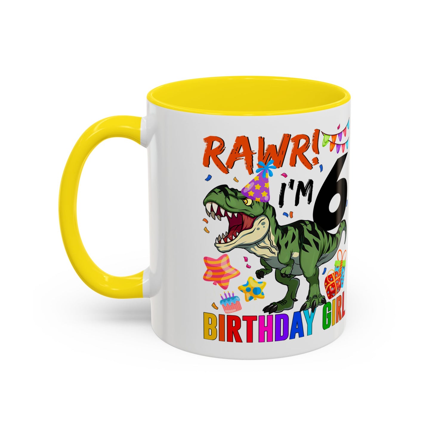 RAWR! I'm 6 Birthday Girl Mug — Dinosaur 6th Birthday Coffee Cup