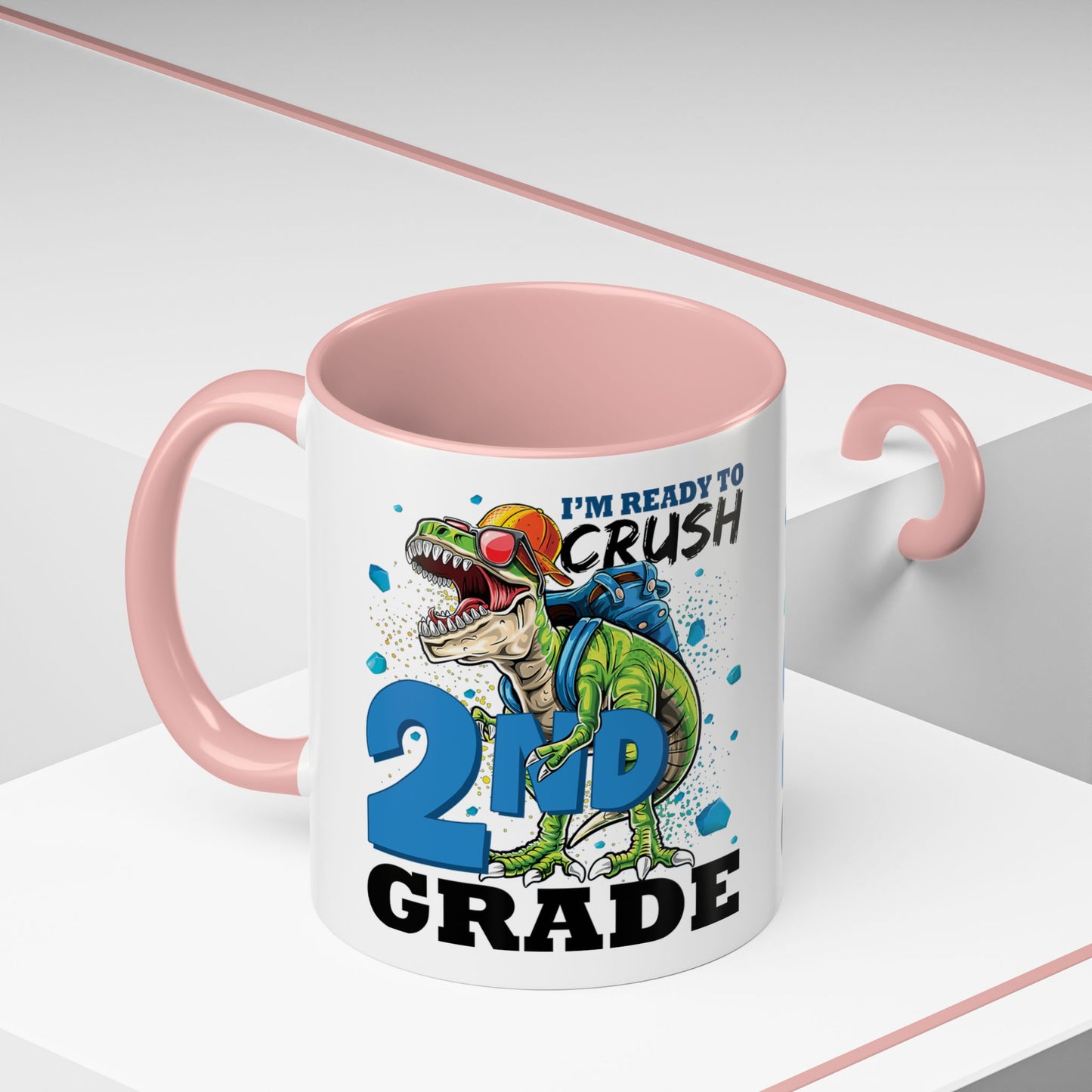 2nd Grade Dinosaur Coffee Mug – "I'm Ready to Crush 2nd Grade" Accent Mug