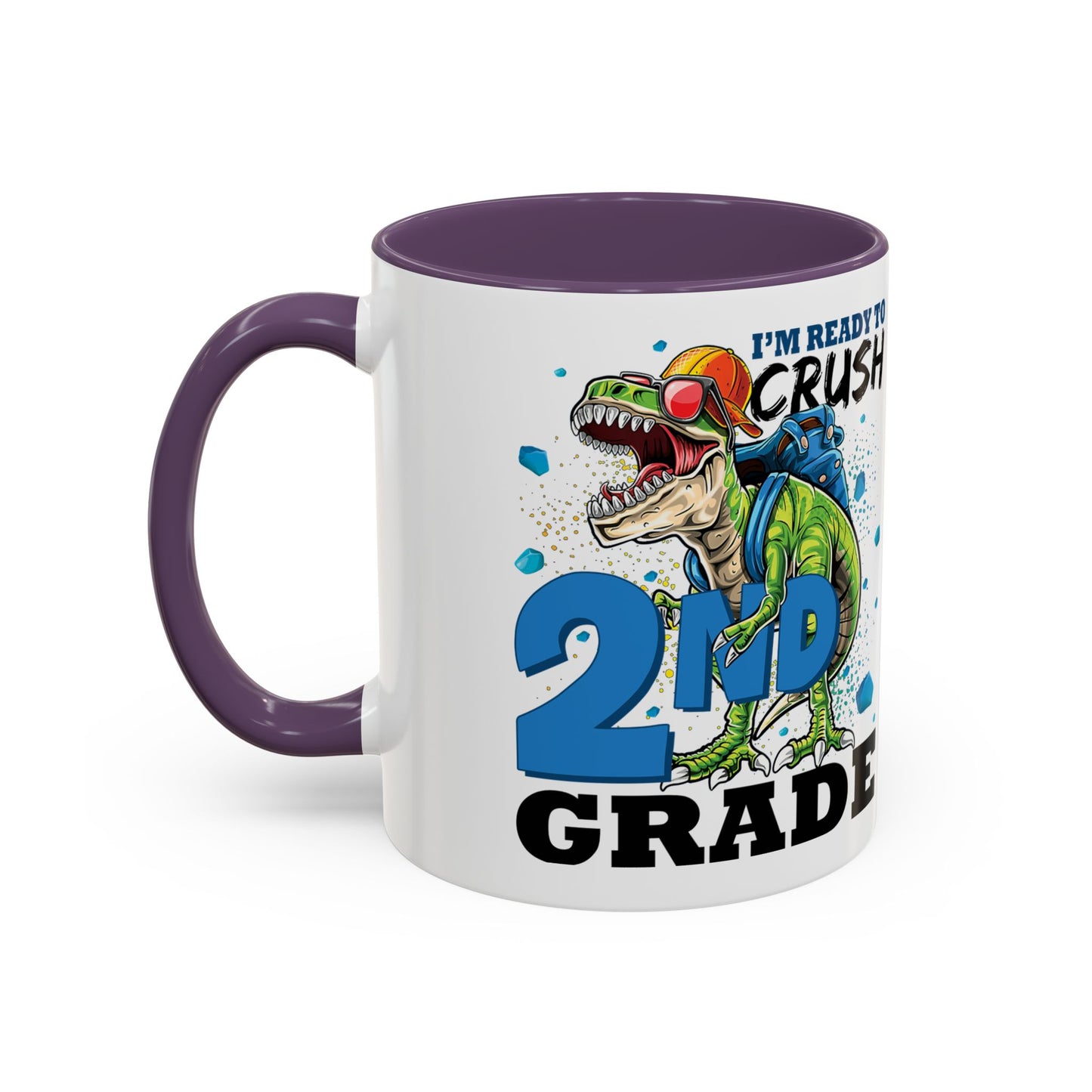 2nd Grade Dinosaur Coffee Mug – "I'm Ready to Crush 2nd Grade" Accent Mug
