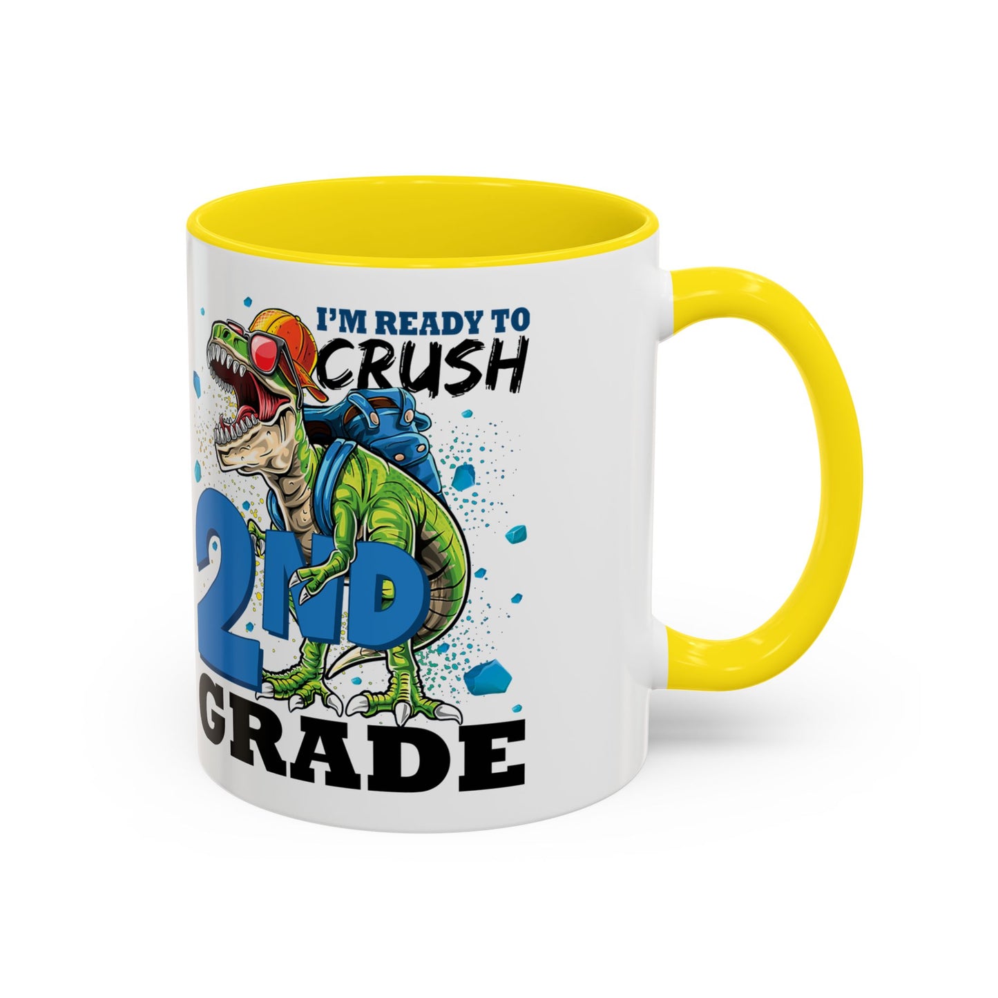 2nd Grade Dinosaur Coffee Mug – "I'm Ready to Crush 2nd Grade" Accent Mug