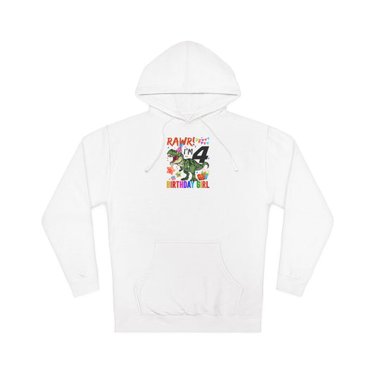 4th Birthday Dino Hoodie – "Rawr! I’m 4" Kids Birthday Sweatshirt