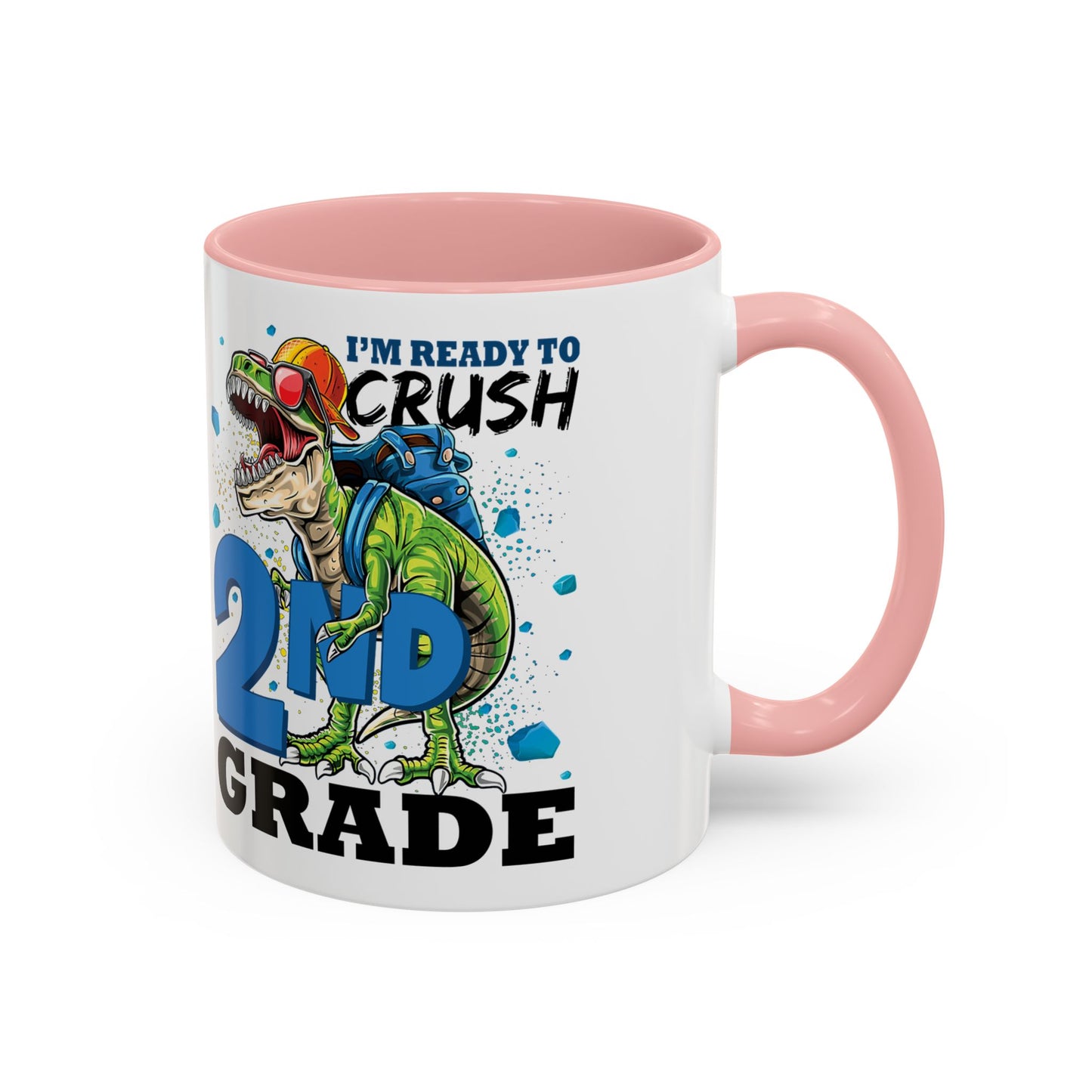 2nd Grade Dinosaur Coffee Mug – "I'm Ready to Crush 2nd Grade" Accent Mug