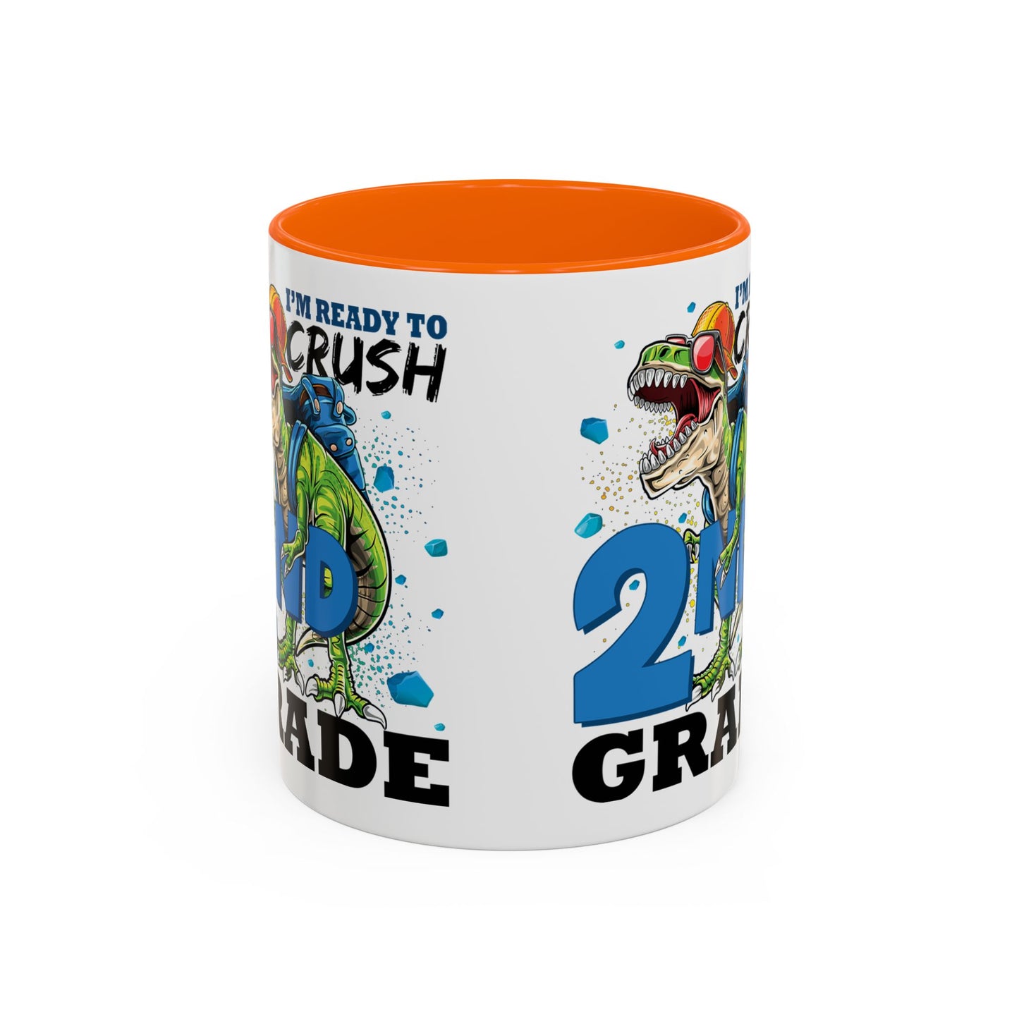 2nd Grade Dinosaur Coffee Mug – "I'm Ready to Crush 2nd Grade" Accent Mug