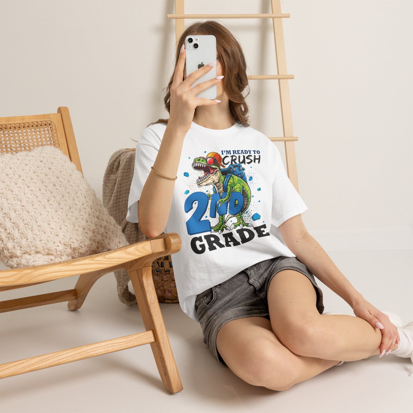 2nd Grade T-Shirt — “I’m Ready to Crush 2nd Grade” Dino Back-to-School Tee