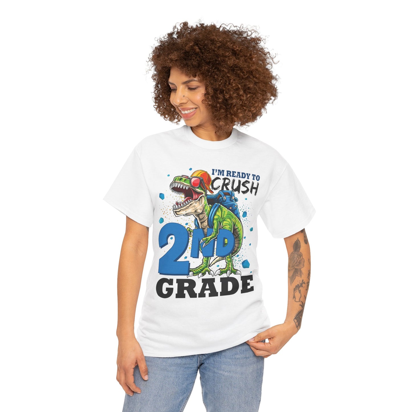 2nd Grade T-Shirt — “I’m Ready to Crush 2nd Grade” Dino Back-to-School Tee