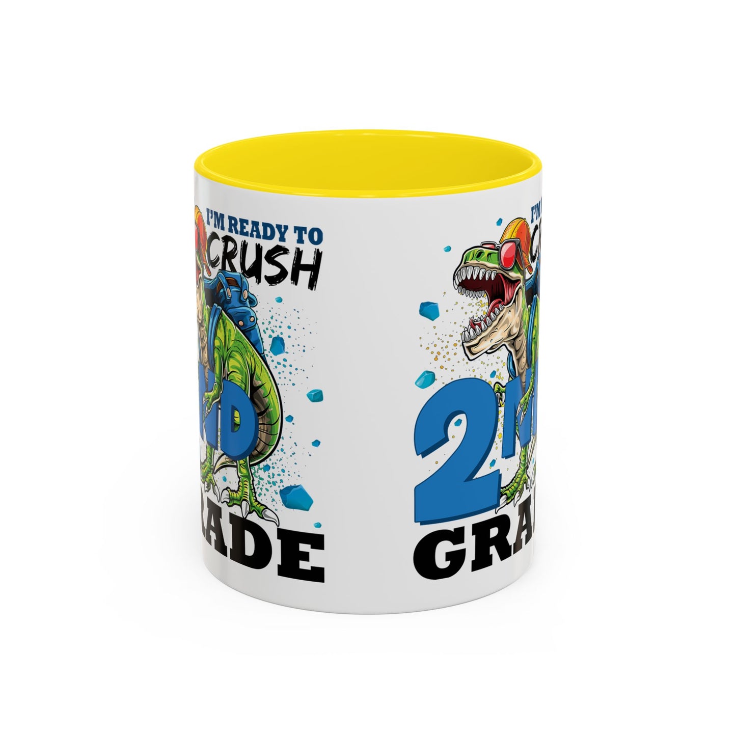 2nd Grade Dinosaur Coffee Mug – "I'm Ready to Crush 2nd Grade" Accent Mug