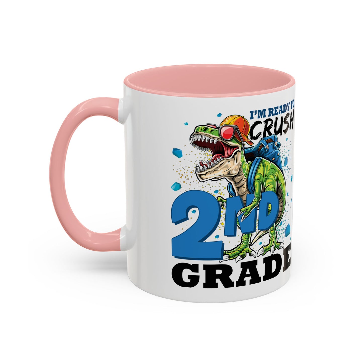 2nd Grade Dinosaur Coffee Mug – "I'm Ready to Crush 2nd Grade" Accent Mug