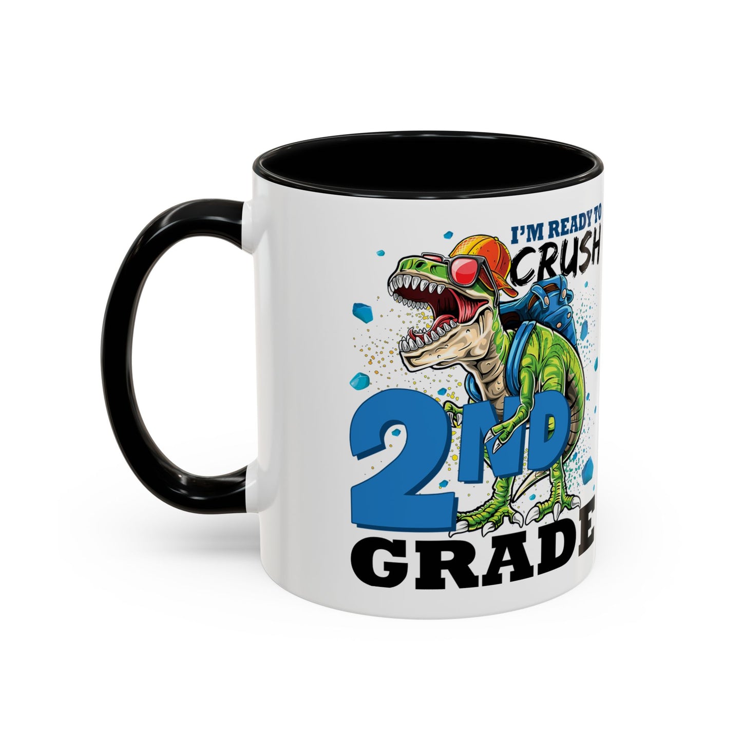 2nd Grade Dinosaur Coffee Mug – "I'm Ready to Crush 2nd Grade" Accent Mug