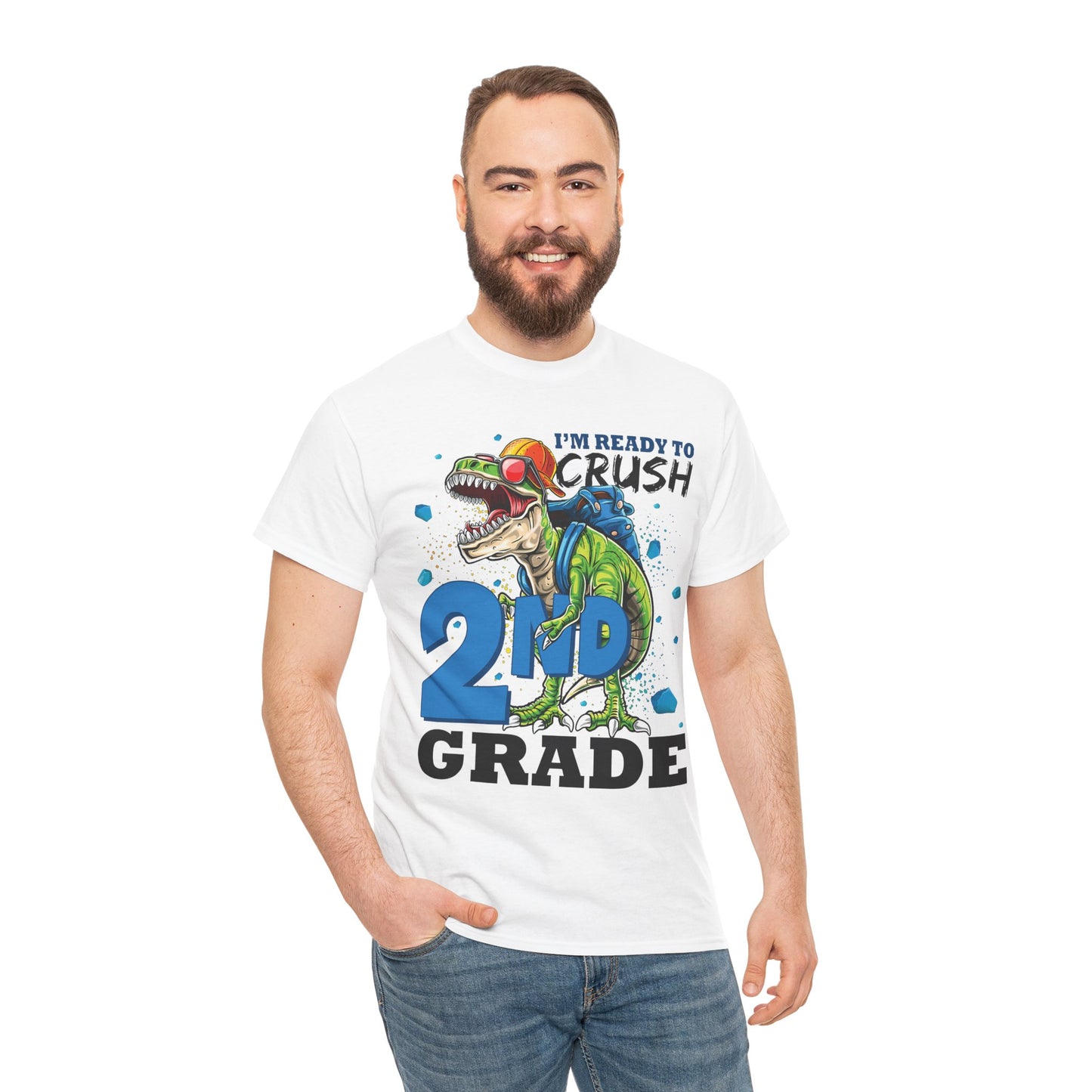 2nd Grade T-Shirt — “I’m Ready to Crush 2nd Grade” Dino Back-to-School Tee