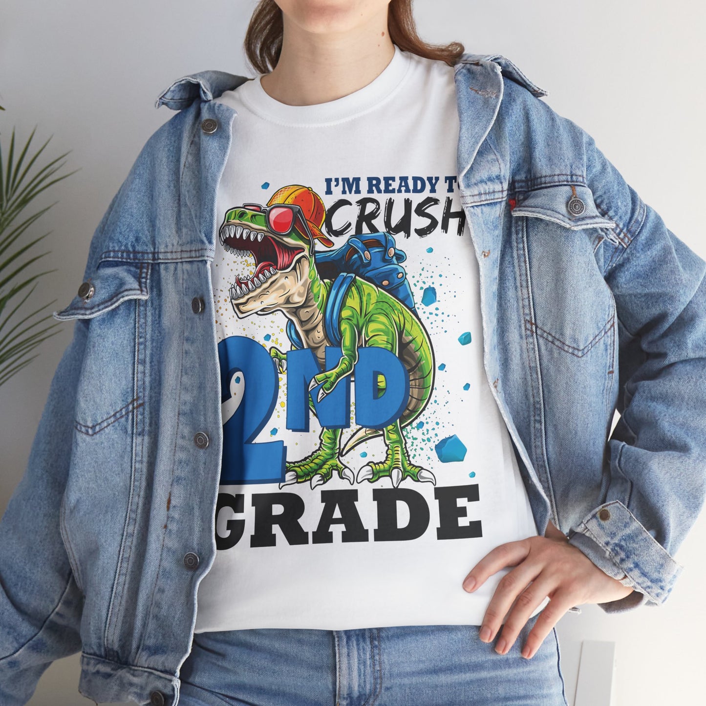 2nd Grade T-Shirt — “I’m Ready to Crush 2nd Grade” Dino Back-to-School Tee
