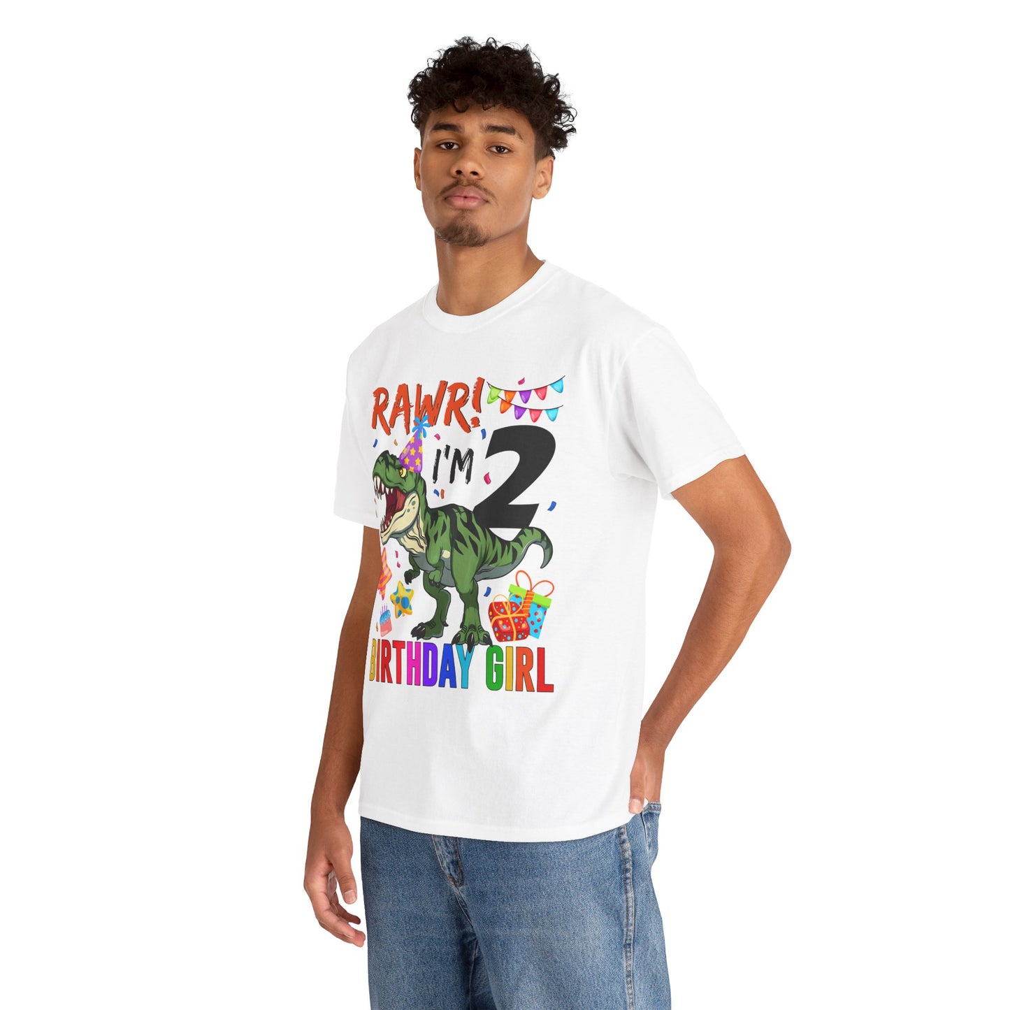Toddler 2nd Birthday Girl T‑Shirt – "RAWR! I'm 2" Dinosaur Party Tee