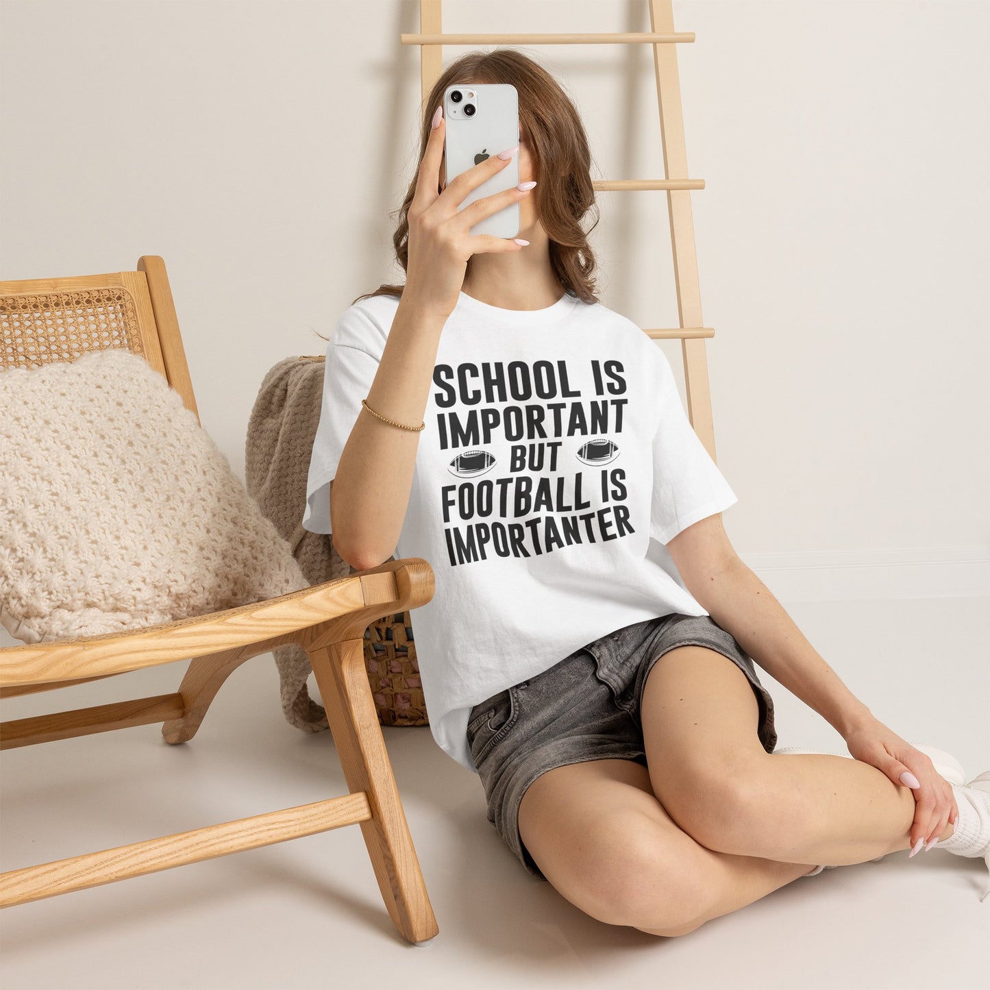 Football Lineman T-Shirt "School Is Important, Football Is Importanter"