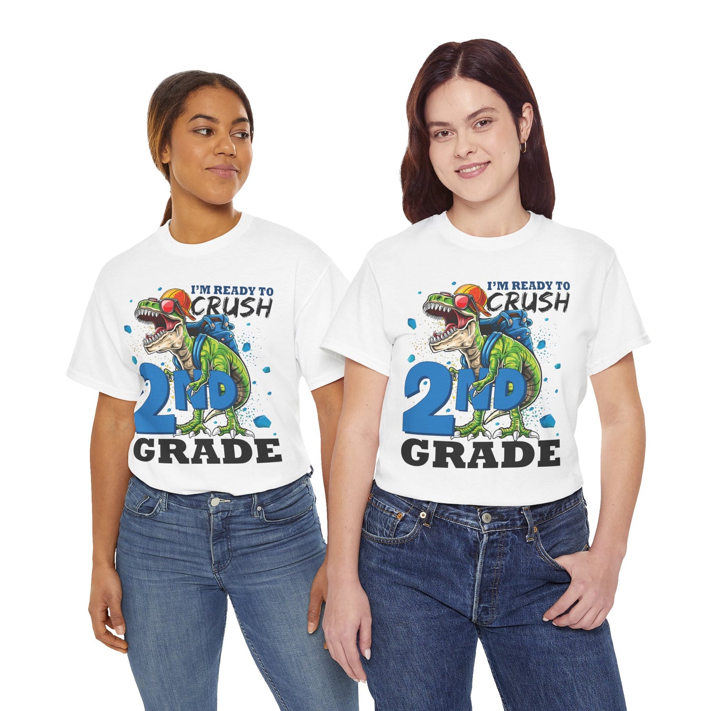 2nd Grade T-Shirt — “I’m Ready to Crush 2nd Grade” Dino Back-to-School Tee