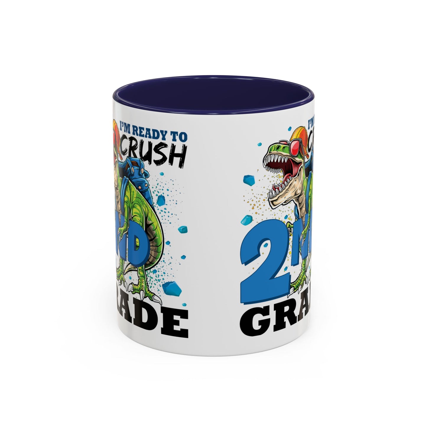 2nd Grade Dinosaur Coffee Mug – "I'm Ready to Crush 2nd Grade" Accent Mug
