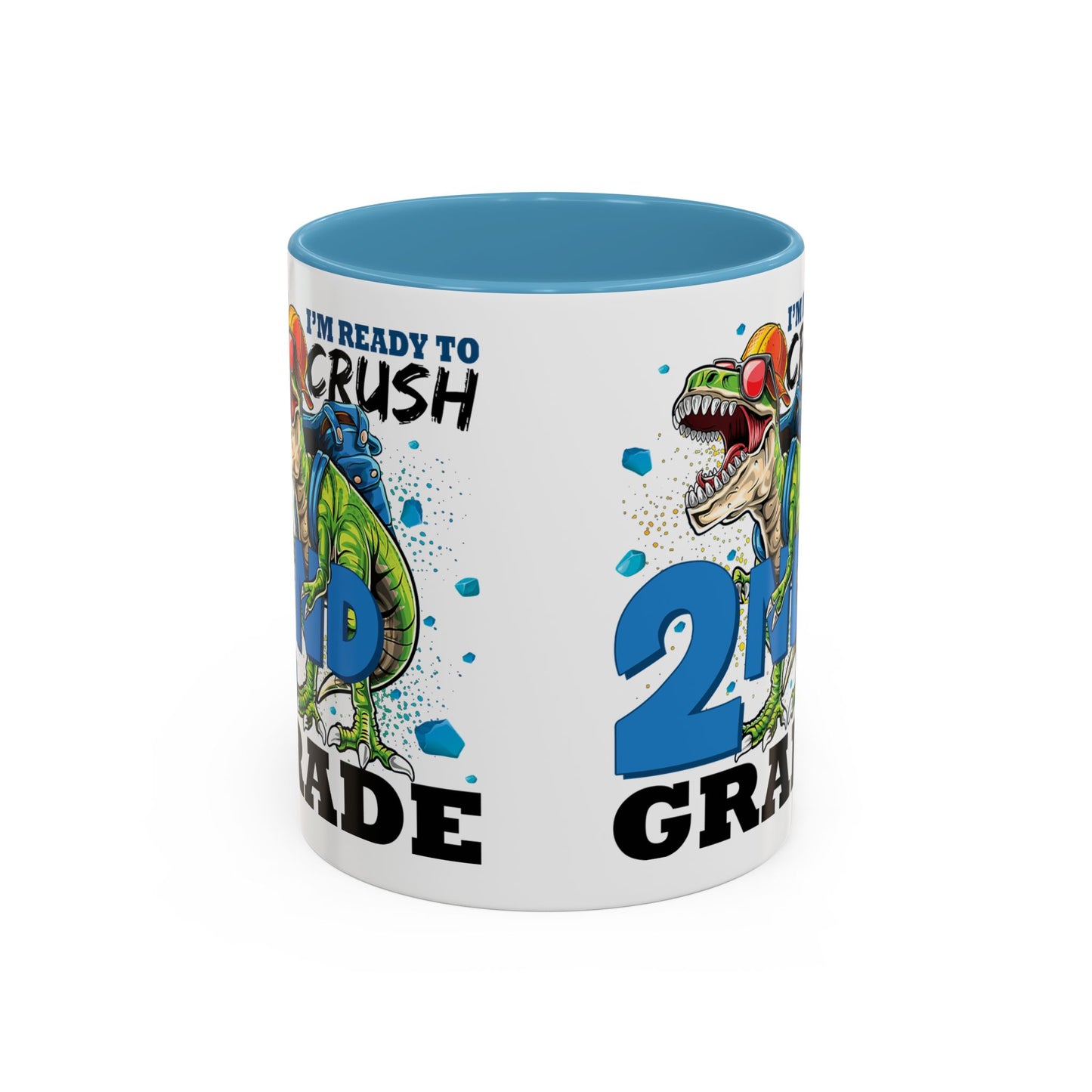 2nd Grade Dinosaur Coffee Mug – "I'm Ready to Crush 2nd Grade" Accent Mug