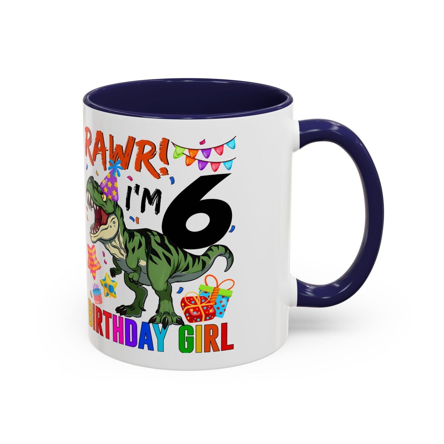 RAWR! I'm 6 Birthday Girl Mug — Dinosaur 6th Birthday Coffee Cup