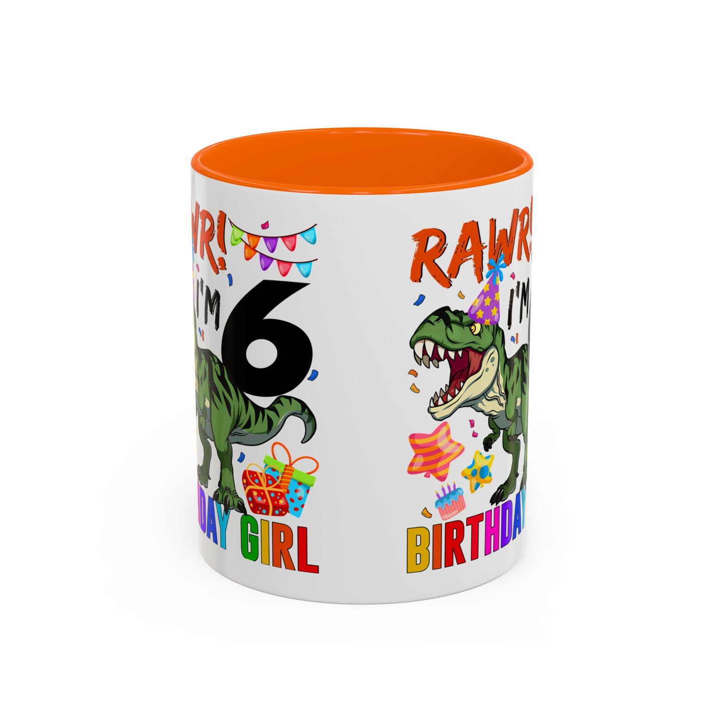 RAWR! I'm 6 Birthday Girl Mug — Dinosaur 6th Birthday Coffee Cup